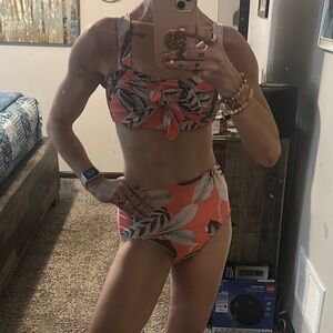 Tropical Leaf Print Bikini Set